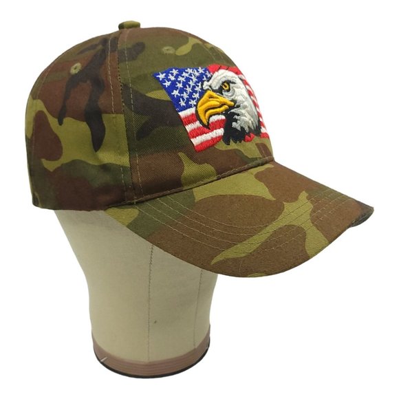 Vintage Camouflage Eagle Flag Mesh Strapback Trucker Hat Baseball Cap 3D Patch - Picture 3 of 13